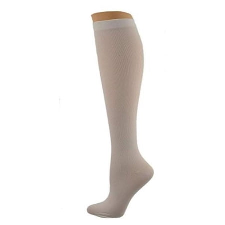 Sierra Socks Women Nylon Trouser Compression Support Travel 15-20 mmHg Made in USA (2M White)