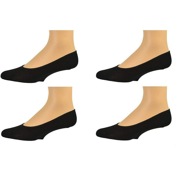 Sierra Socks Women Premium Bamboo No Show Low-Cut Seamless Toe Liners Socks 4 Pairs Pack (Black)