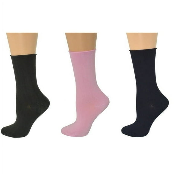 Sierra Socks Women's Bamboo Crew Socks, Colorful Roll Top Crew Socks, Soft & Comfortable Socks For Women, 3 Pair Pack