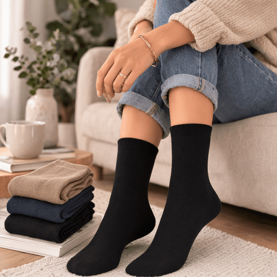 Sierra Socks Women's Bamboo Crew Socks, Colorful Roll Top Crew Socks, Soft & Comfortable Socks For Women, 3 Pair Pack