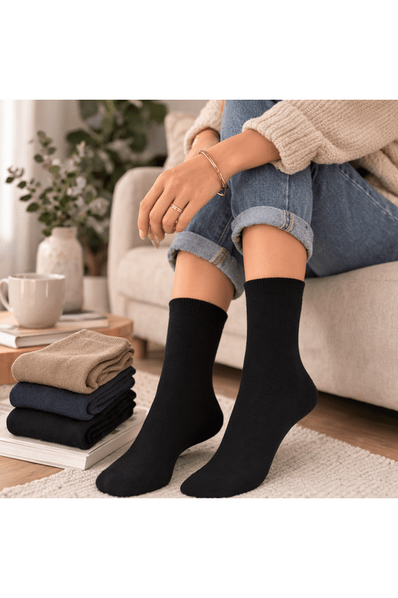 Women's Bamboo Crew Socks, Colorful Roll Top Crew Socks, Soft & Comfortable Socks For Women, 3 Pair Pack