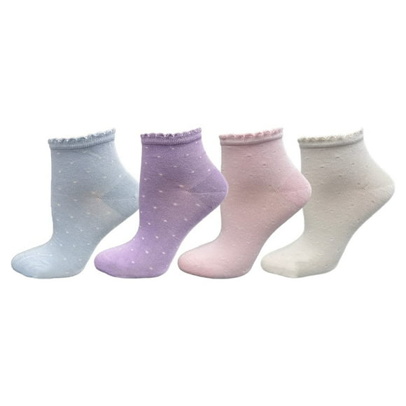 Sierra Socks Women's Bamboo Low-Cut Quarter Socks, Soft, and Comfortable Everyday Socks, Picot Scalloped Edge Socks, 2/4 Pair Pack
