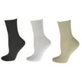 thumbnail image 1 of Sierra Socks Women's Wide Calf  Cotton Ankle Sock,Seamless Toe,White,Black,Khaki,3 Pair Pack, 1 of 9