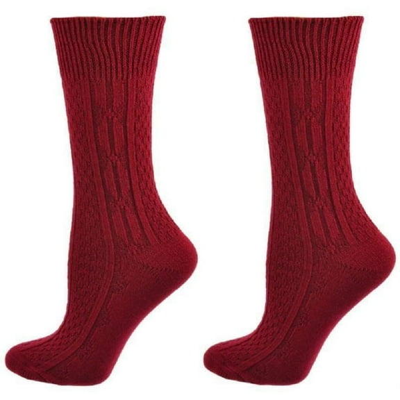 Sierra Socks Classic Cable Knit Acrylic Knee High Socks,Pack of 2, Female, Prescott Red, for Women