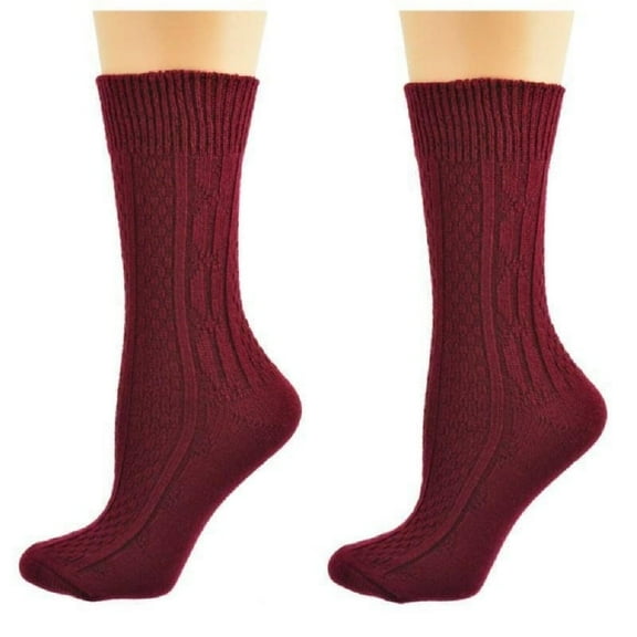 Sierra Socks Classic Cable Knit Acrylic Knee High Socks,Pack of 2,for Female, Dark Maroon, for Women