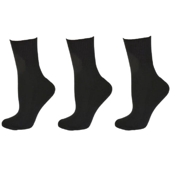Sierra Socks Women's Cotton Ankle Socks, Seamless Toe, Black, 3 Pair Pack
