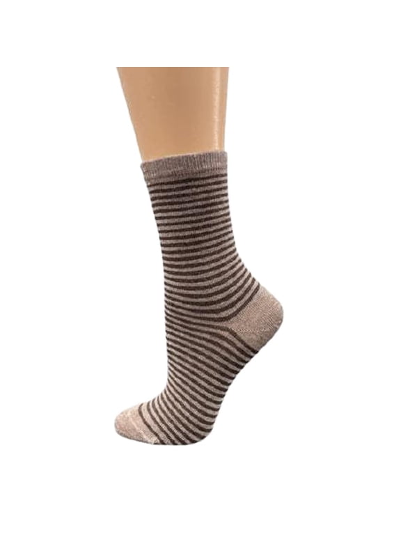 Women's Cotton Crew Pin Dot and Striped Casual Dress 1 Pair Socks (Beige (Striped))