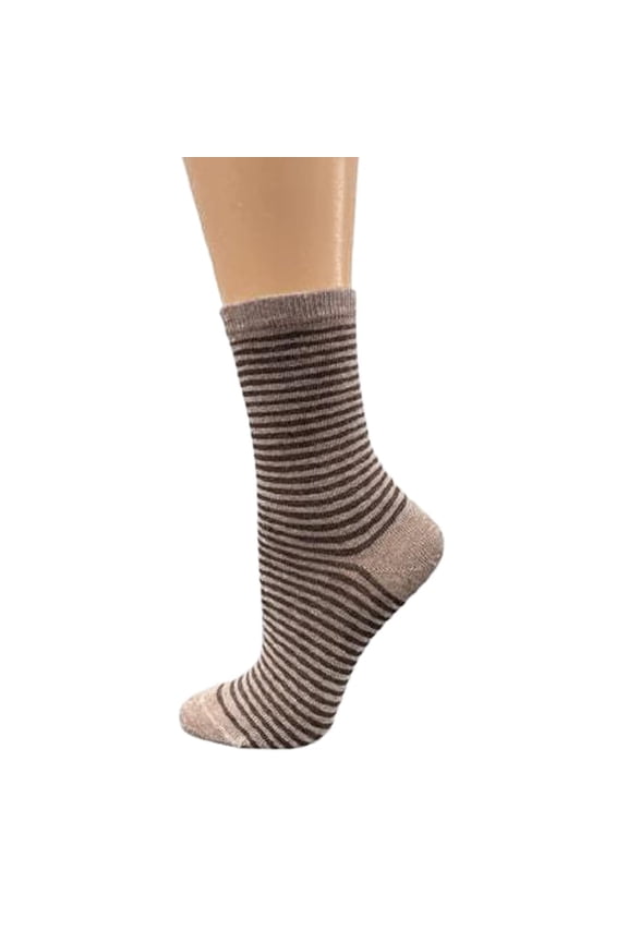 Women's Cotton Crew Pin Dot and Striped Casual Dress 1 Pair Socks (Beige (Striped))