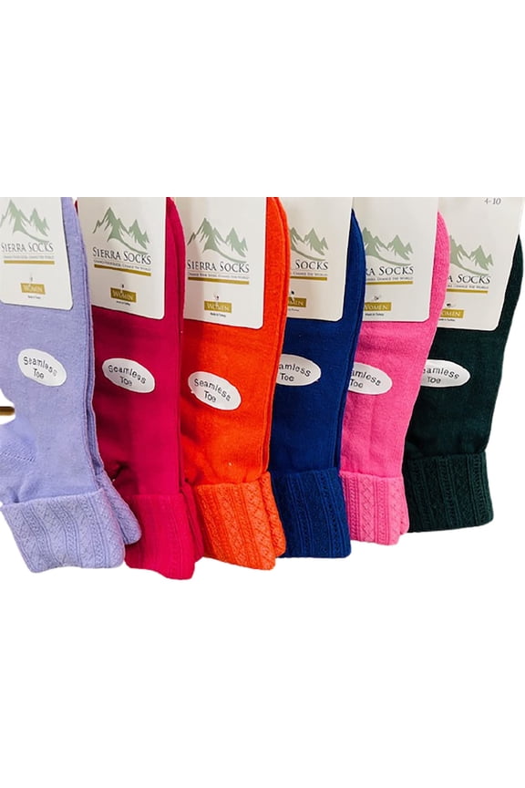 Women’s Triple Roll Cuff Cotton Crew Socks, 6-Pack, Colorful School Socks