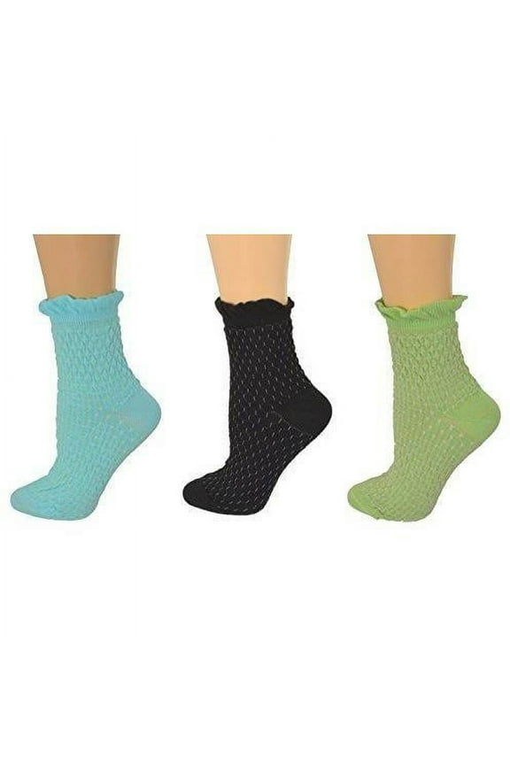 Women's Cotton Crew Socks, Small Diamond Pattern Socks, Casual & Comfortable, Everyday Wear Socks, 3 Pair Pack