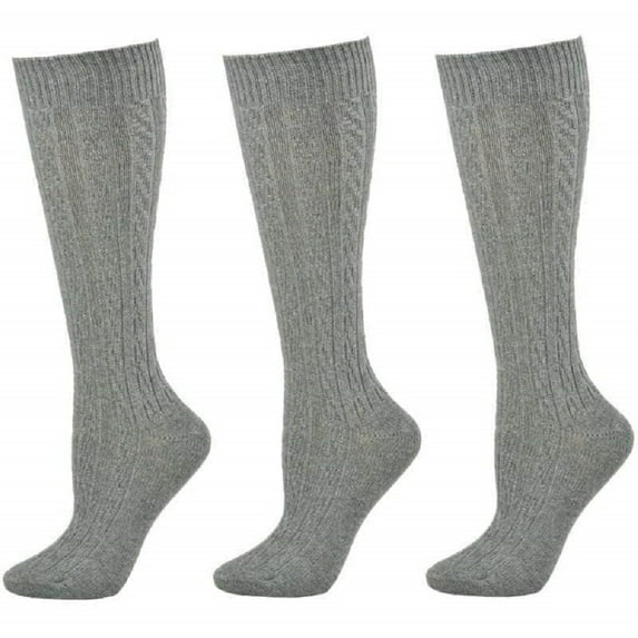Sierra Socks Girls’ Cotton Cable Knit Knee-High School Uniform Socks, 3-Pack, Multiple Colors