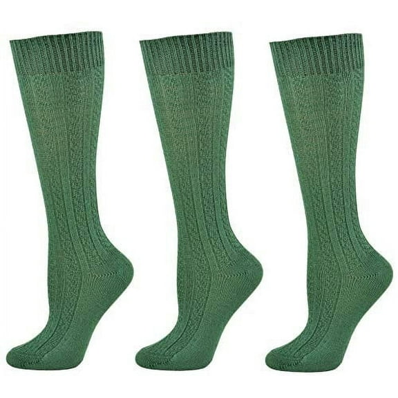 Sierra Socks Girls’ Cotton Cable Knit Knee High Socks, School Uniform Essentials 3-pack