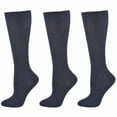 thumbnail image 1 of Girls' & Women's Cotton Cable Knit Knee High School Uniform Socks 3-Pack by Sierra Socks, Navy, 1 of 6