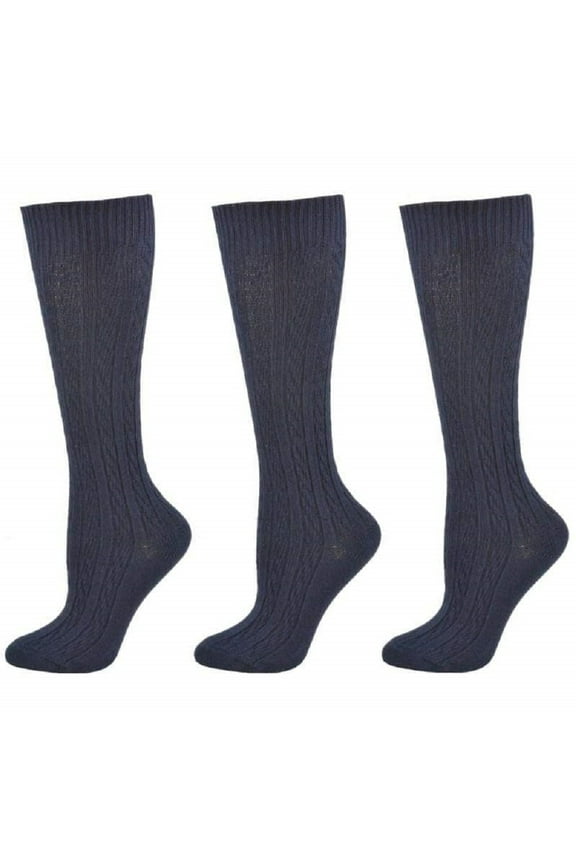 Girls Knee High Cotton School Uniform Socks 3-Pack Soft Dress Socks