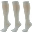 thumbnail image 1 of Sierra Socks 3-Pack Girls’ Knee High School Uniform Socks Cotton Cable Knit White, 1 of 15