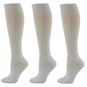 Sierra Socks 3-Pack Girls  Knee High School Uniform Socks Cotton Cable Knit White