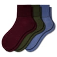 thumbnail image 1 of Sierra Socks Women's Diabetic 3 Pair 100% Cotton Ankle Turn Cuff Seamless Toe Socks (Assorted 1 (Wine/Blue/Green), Sock Size: 12; Fits Shoe Size: 11-12), 1 of 6