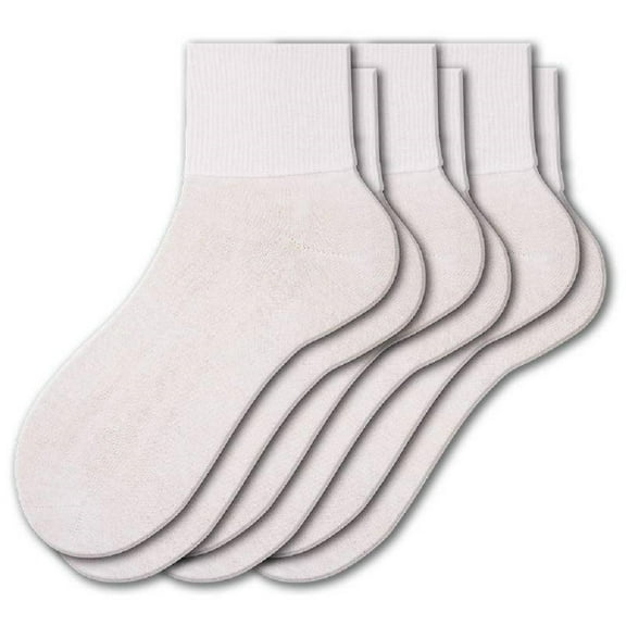Sierra Socks Women's Diabetic 3 Pair 100% Cotton Ankle Turn Cuff Seamless Toe Socks (White, Sock Size: 10; Fits Shoe Size: 7½-9)