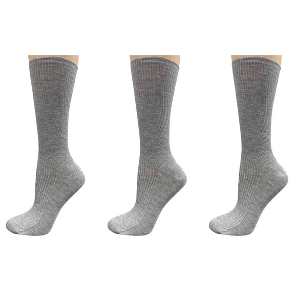 Sierra Women's Diabetic Bamboo Crew Socks, Soft, Non-Binding, Wide Calf Comfort -3 Pack