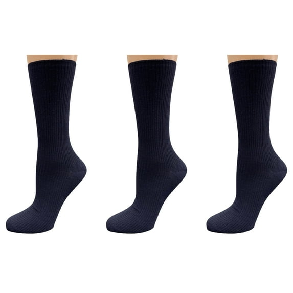 Sierra Socks Women’s Diabetic Bamboo Crew Socks, Soft, Non-Binding, Antimicrobial, 3-Pack