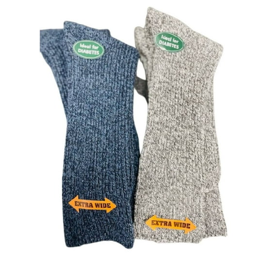 Sierra Socks Women's Wool Crew Socks, 2 Pair, Extra Wide Calf, Fits Shoe Size 6-10