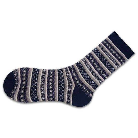 Sierra Socks Women's Flower Pattern Cotton Crew Mid-calf Socks 2-Pair Pack (Navy)