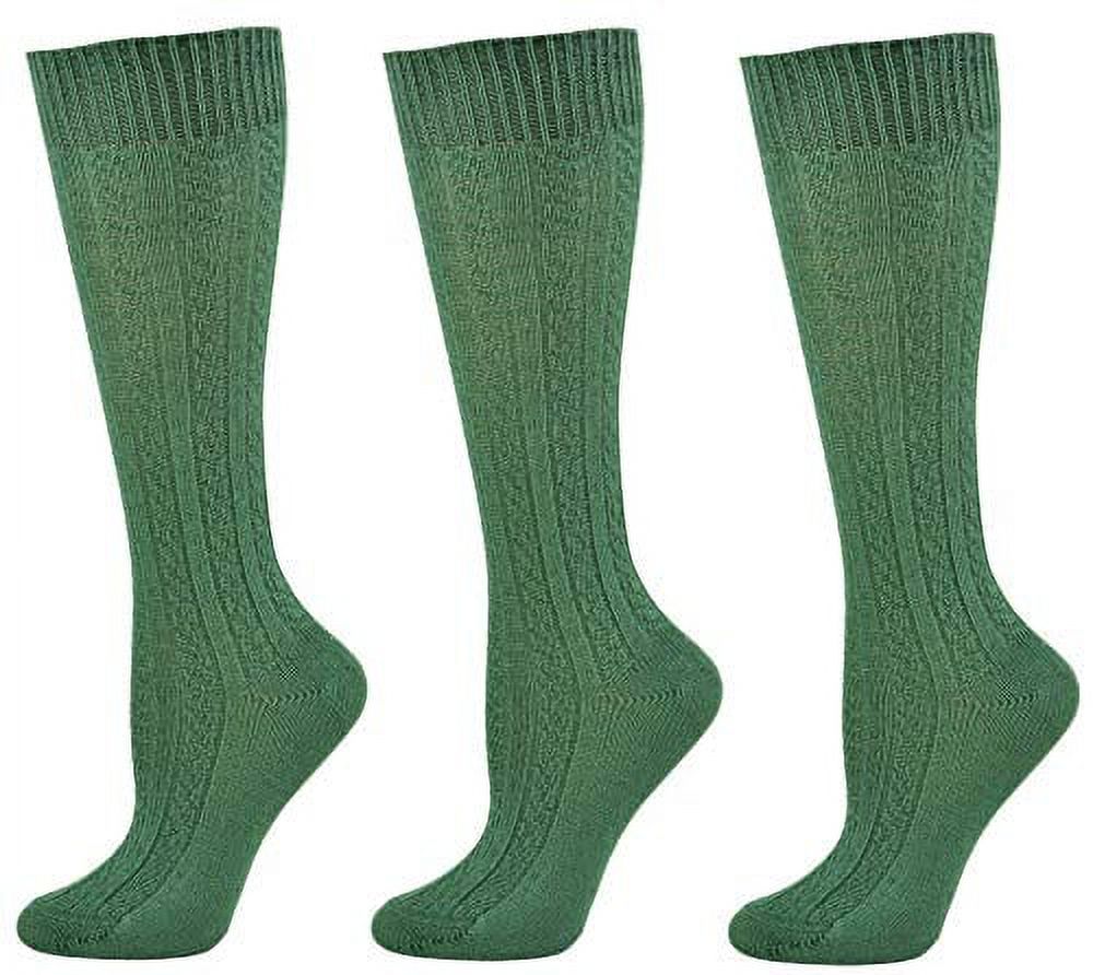 Sierra Socks Women's Girls School Uniform Cotton Cable Knit Knee High True ribbed 3 Pair Pack (Hunter Green, Medium) - image 1 of 1