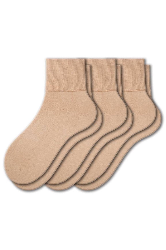 Women's Loose Fittings Combed Cotton Ankle Socks, Seamless Turn Cuff Socks for Women & Girls, 100% Cotton Socks, Great for , 3 Pair Pack