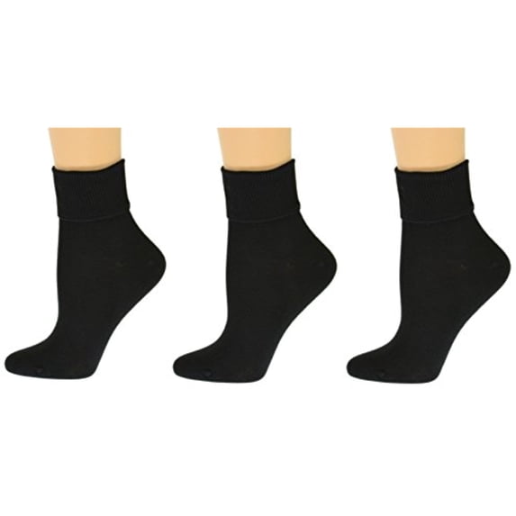 Sierra Socks Women's Organic Cotton Socks with Smooth Toe Seam, Black, 3 Pair Pack, Size 9-11 (Fits Shoe Size 4-10)
