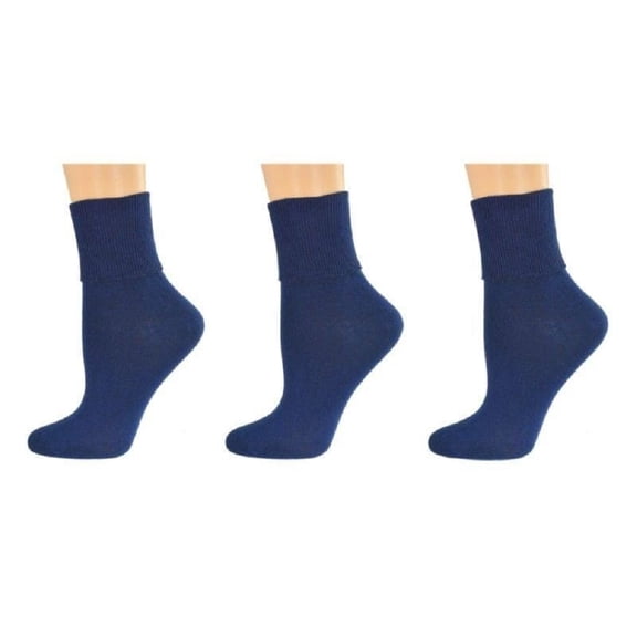 Sierra Socks Women's Organic Cotton Extra Smooth Toe Seaming 3 pair Pack (Fits Shoe Size 4-10, Socks Size 9-11, Navy (3 Pair Pack))