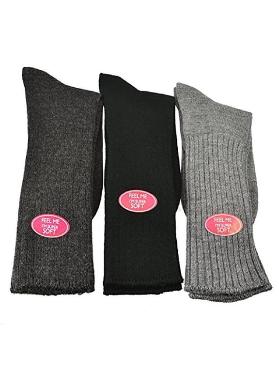 Women’s Ribbed Crew Turn Cuff Socks, Acrylic School Uniform, 3 Pairs, Comfy Fit
