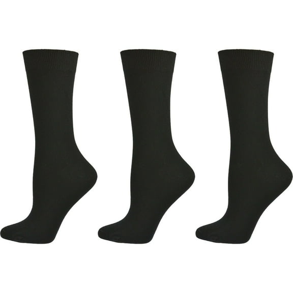 Sierra Socks Bamboo Crew Socks for Women, Soft, Breathable, School Uniform, 3-Pair Pack