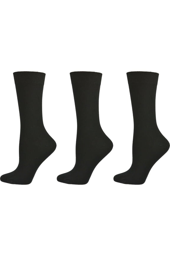 Bamboo Crew Socks for Women, Soft, Breathable, School Uniform, 3-Pair Pack
