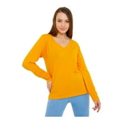 Wear Sierra Women's V-Neck T-Shirt, Turkish Pima Cotton,Soft & Breathable, Butter Scotch,Large