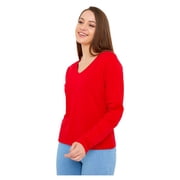 Wear Sierra Women s Long Sleeve V-Neck T-Shirt, Red Soft Pima Cotton, Medium