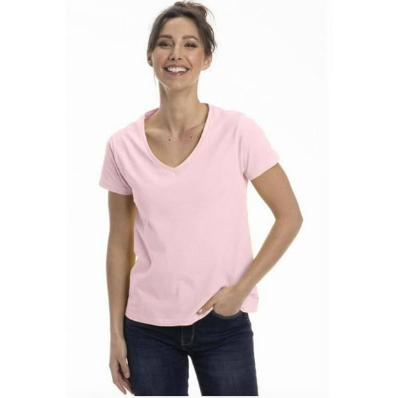 Wear Sierra Women's V-Neck T-Shirt, Turkish Pima Cotton, Soft & Breathable, Pink Lady, Medium
