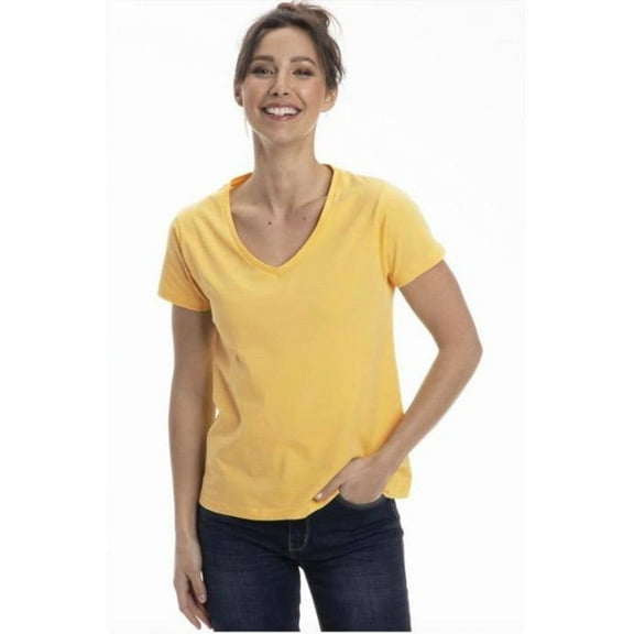 Wear Sierra Women's V-Neck T-Shirt,Turkish Pima Cotton, Soft & Breathable, Soft Yellow, Medium