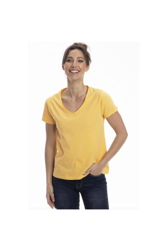 Women's V-Neck T-Shirt, Turkish Pima Cotton, Soft & Breathable, Soft Yellow, X-Large