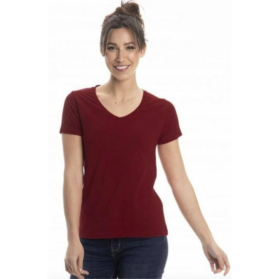 Wear Sierra Women's V-Neck T-Shirt, Turkish Pima Cotton, Soft & Breathable, Zinfandel, Small