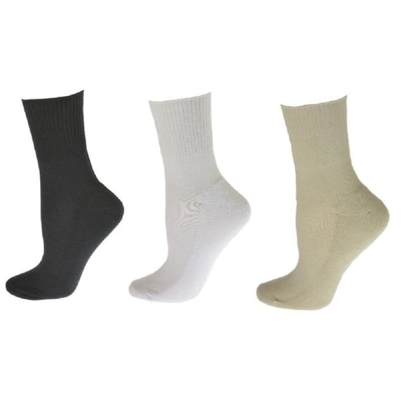 Sierra Socks Women's Wide Calf Cotton Ankle Sock,Seamless Toe,White,Black,Khaki,3 Pair Pack