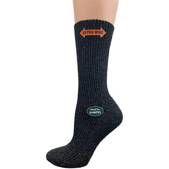 Sierra Socks Women's Wool Crew Socks, 1 Pair, Extra Wide Calf, Fits Shoe Size 6-10