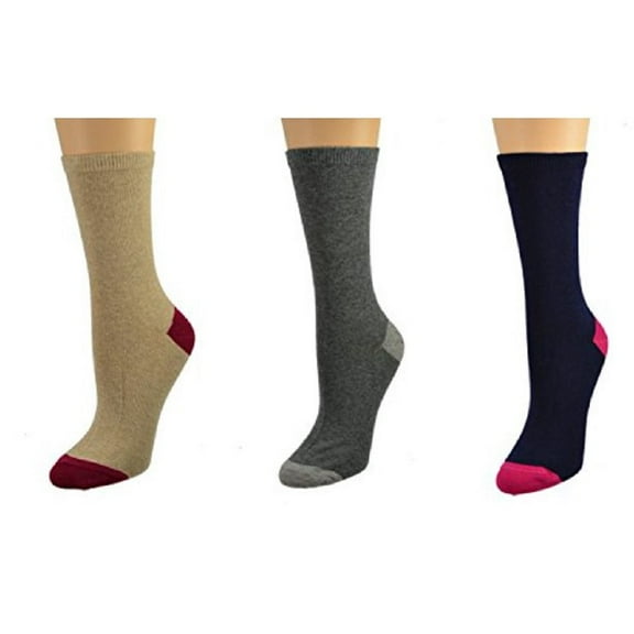 Sierra Socks Womens Cotton Crew Socks, Cotton Crew Socks for Women 3 Pairs Pack (Socks Size 9-11)