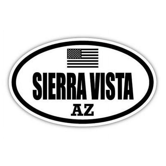 Sierra Vista AZ Arizona Cochise County Stealthy Subdued Old Glory US Flag Oval Euro Decal Bumper Sticker 3M Vinyl 3" x 5"