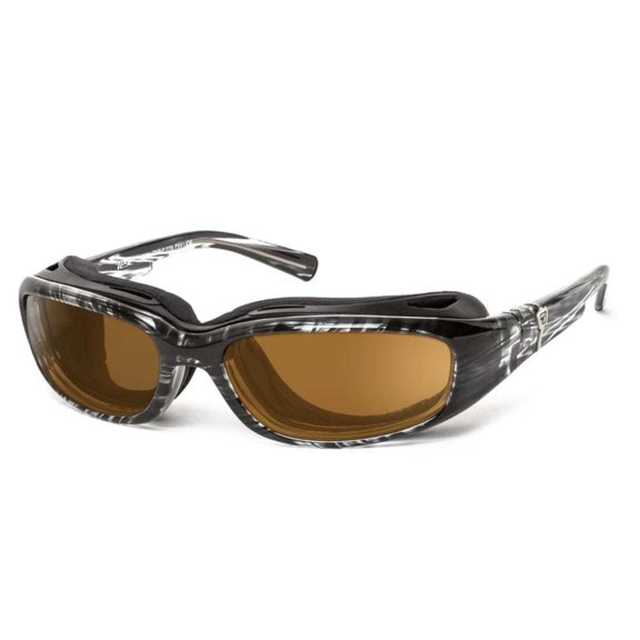 Sierra Wind Blocking Padded Foam Sunglasses for Outdoors, 100% UVA + UVB Protection, Black Striped TortoiseFrame/Sharpview Copper Lens