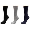 thumbnail image 1 of Sierra Women’s Diabetic Bamboo Crew Socks, Non-Binding, Wide Calf, Black, Navy, Gray, 3-Pack, 1 of 7