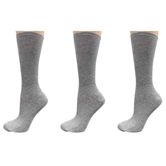Sierra Women's Diabetic Bamboo Crew Socks, Soft, Non-Binding, Wide Calf Comfort -3 Pack