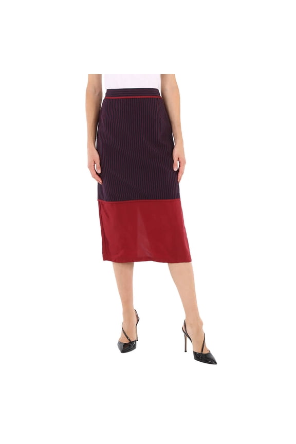 Ladies Striped Panel Midi Skirt, Brand Size 2