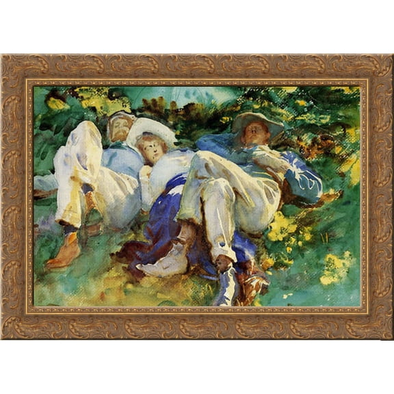 Siesta 24x19 Gold Ornate Wood Framed Canvas Art by Sargent, John Singer