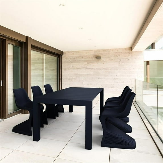 Compamia Bloom 7 Piece Extendable Patio Dining Set in Black