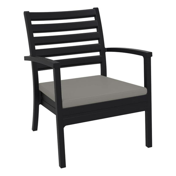 Compamia Artemis XL Club Chair Black with Sunbrella Taupe Cushions, Set of 2